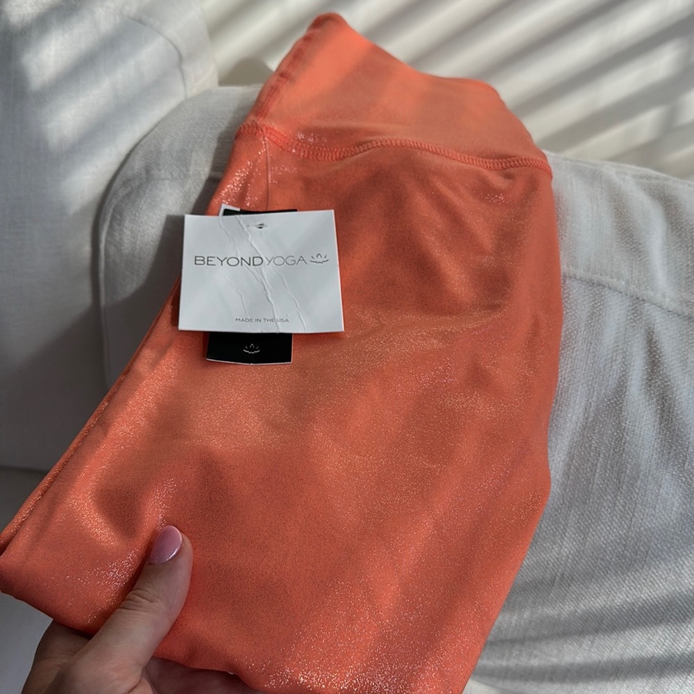Orange shine leggings size small